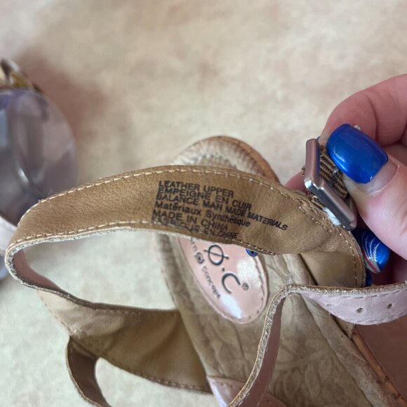 b.o.c. Born Concepts Pale Pink Leather Flower Platform Cork Wedge Espadrilles - Picture 11 of 13